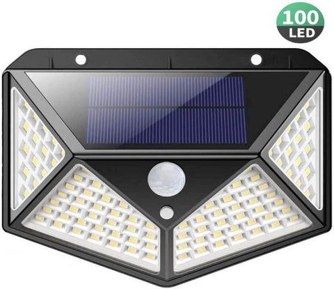 Lampe Solaire 100 LED Etanche Grand Angle 270° Détecteur de Mouvement