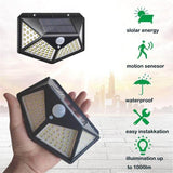 Lampe Solaire 100 LED Etanche Grand Angle 270° Détecteur de Mouvement