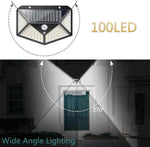 Lampe Solaire 100 LED Etanche Grand Angle 270° Détecteur de Mouvement